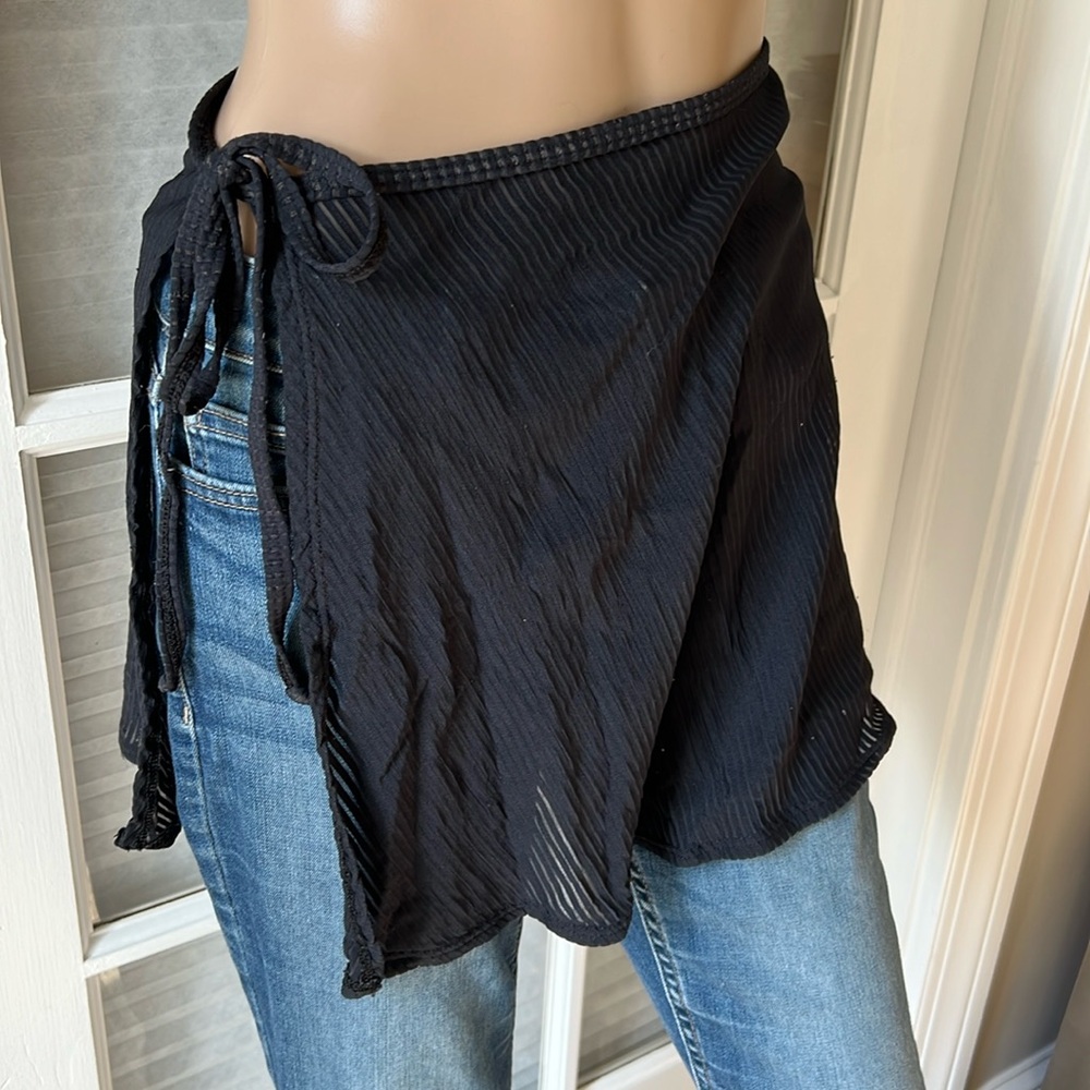 Black semi sheer wrap, swim cover-up skirt SZ XS/S - Picture 2 of 7